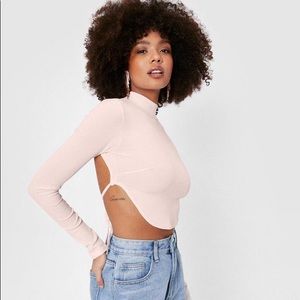 Light pink open back top